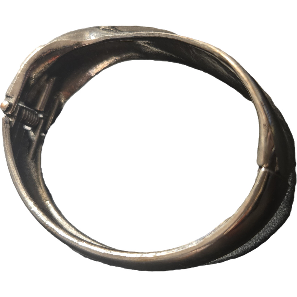 Bold Silver Wave Hinged Cuff Bracelet Statement C… - image 3